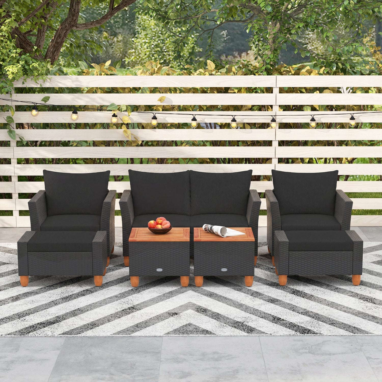 7-Piece Patio Conversation Set with Storage Table & Cushions