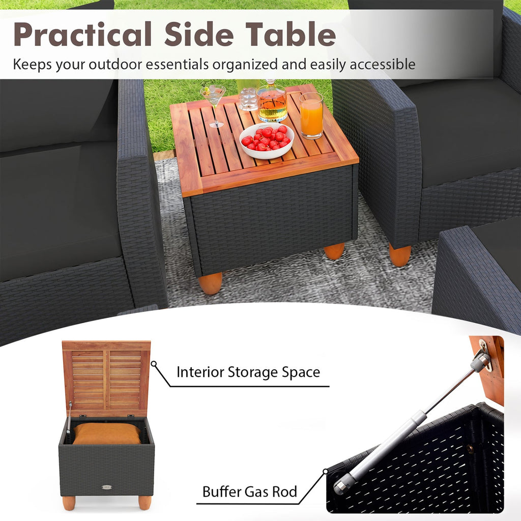 7-Piece Patio Conversation Set with Storage Table & Cushions