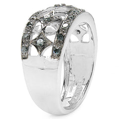 0.29 Carat Genuine Blue Diamond .925 Sterling Silver Ring