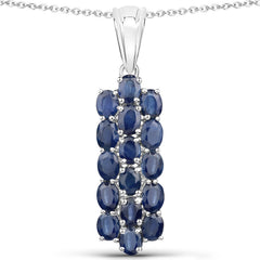 10.40 Carat Genuine Blue Sapphire .925 Sterling Silver 3 Piece Jewelry Set (Ring, Earrings, and Pendant w/ Chain)