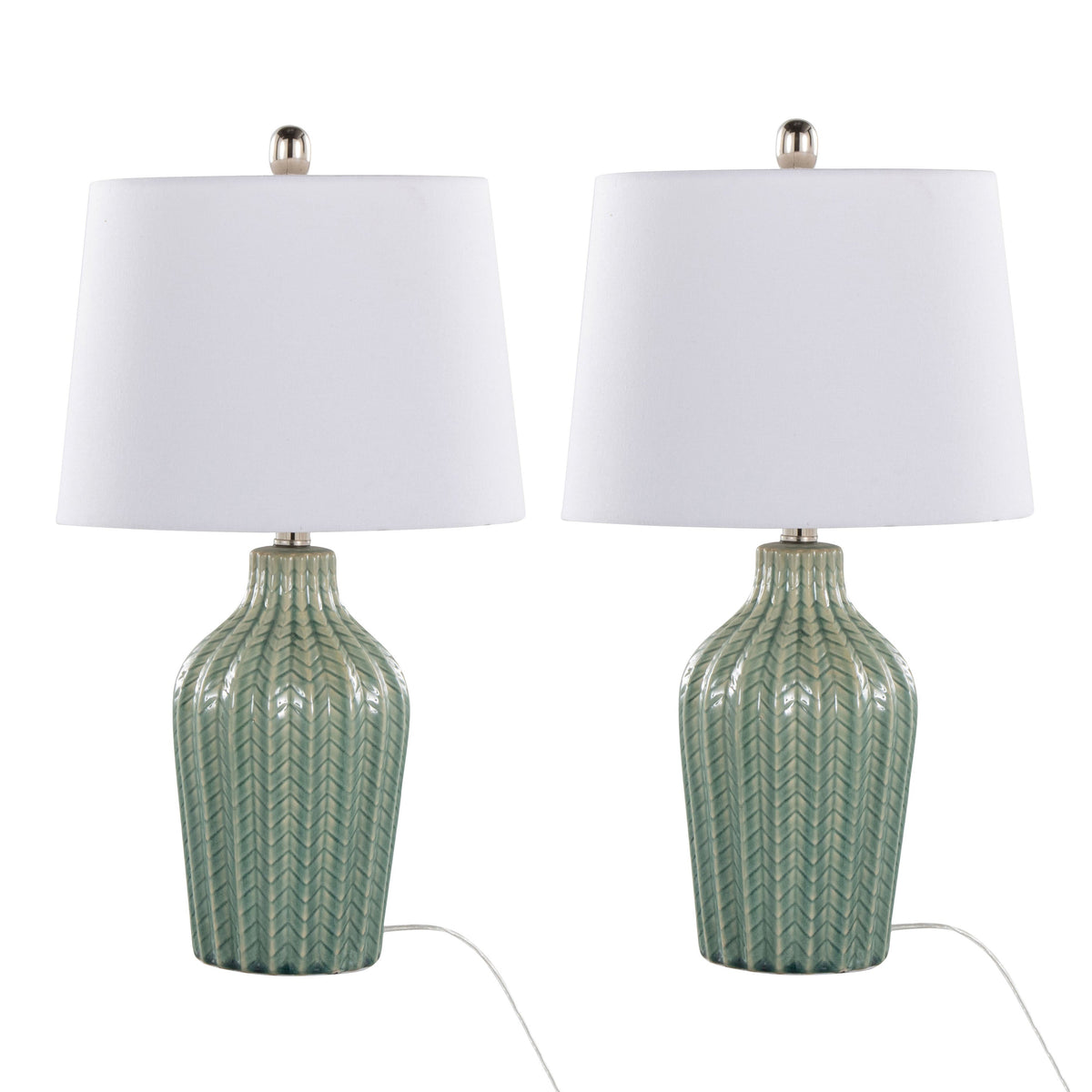 Rockwell 23" Contemporary Ceramic Table Lamps in Sage - Set of 2