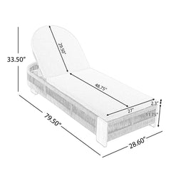 Outdoor Chaise Lounge Chair with Acacia Wood and Adjustable Backrest