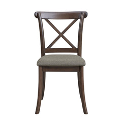 Wooden X Back Dining Chairs Set of 2 Modern Fabric Upholstered