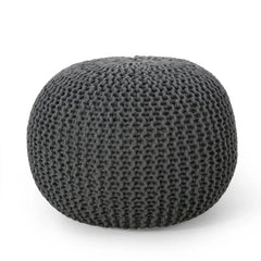 Bordeaux Knitted Cotton Round Pouf - Versatile Ottoman and Floor Cushion