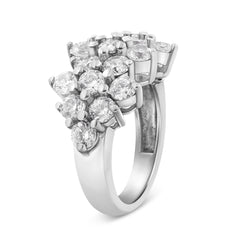 14K White Gold 4.0 Cttw Diamond Multi Row Scatter Band Ring (I-J Color, I1-I2 Clarity) - Size 7