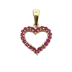 Genuine .37ct Ruby Heart Love Pendant 10KT Yellow Gold