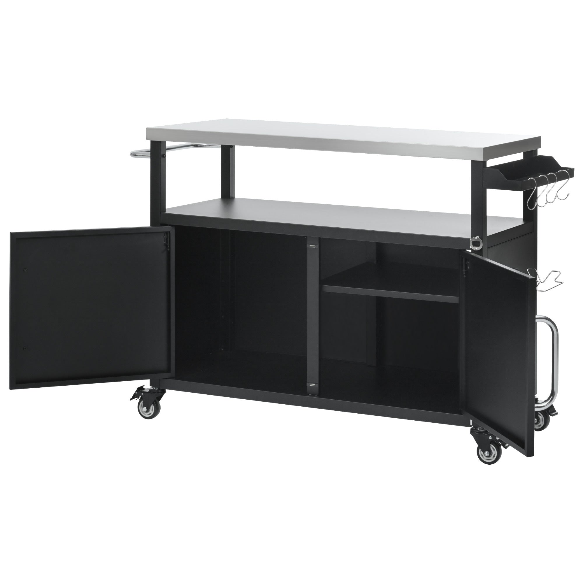 K&K 54.5" Outdoor Kitchen Island with Stainless Steel Tabletop
