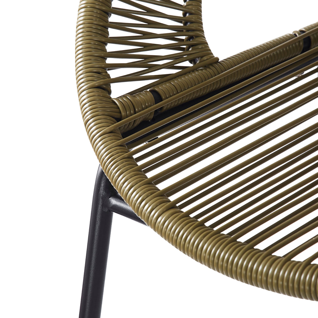 Ferrara Outdoor Patio Green Faux Wicker Barstool Set