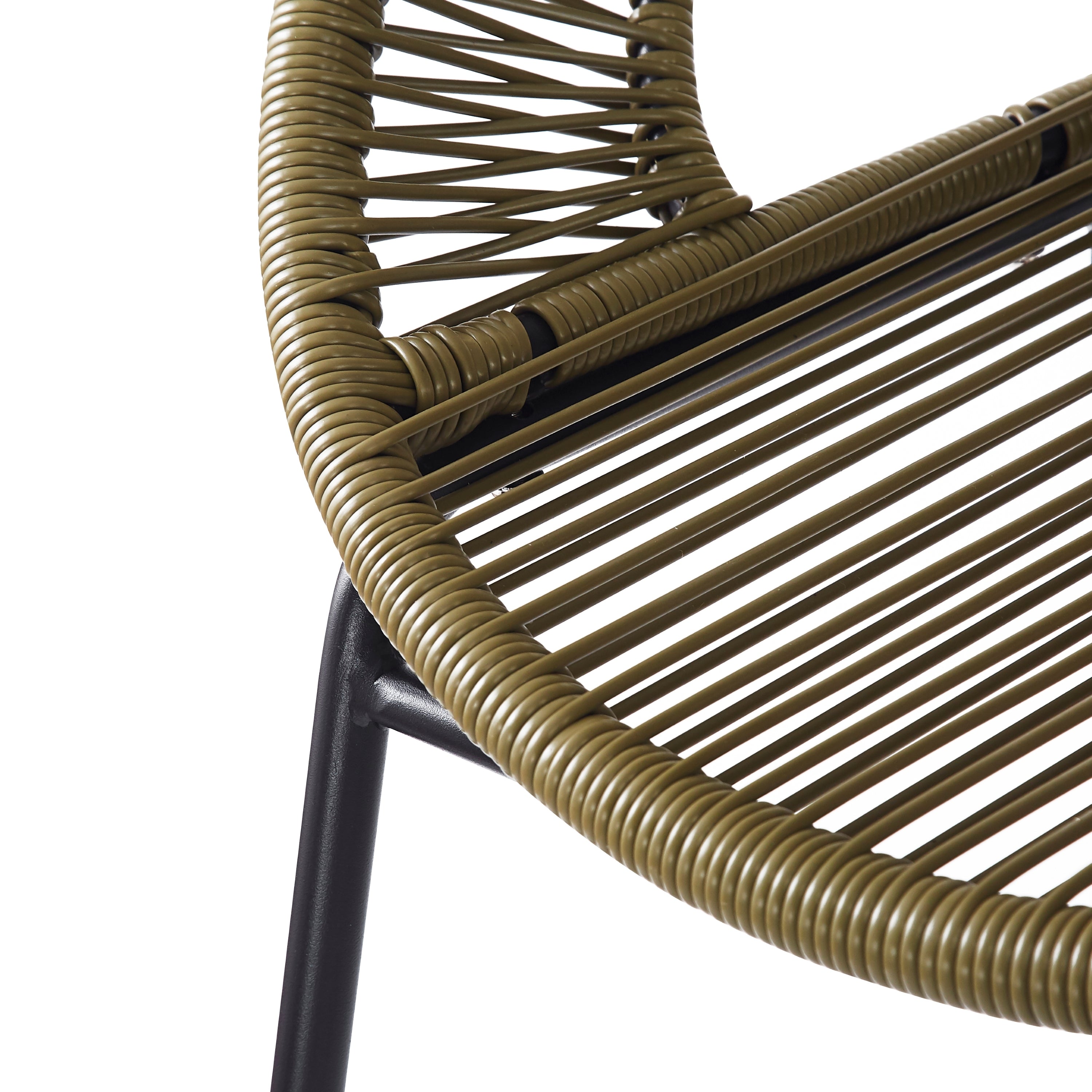 Ferrara Outdoor Patio Green Faux Wicker Barstool Set