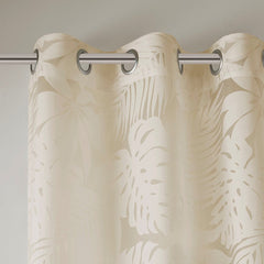 Palm Leaf Burnout Sheer Window Curtain 50x95 Natural