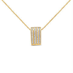 14K Yellow Gold 2 1/3 cttw Princess Cut Diamond Block Pendant Necklace (H-I, SI1-SI2)