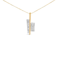 18K Yellow and White Gold 1 7/8 Cttw Princess Baguette Diamond Key Shaped 18" Pendant Necklace (H-I Color, SI1-SI2 Clarity)