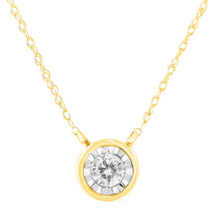 10K Yellow Gold 1/4 Cttw Round Brilliant-Cut Diamond Modern Bezel-Set Solitaire Pendant Necklace (J-K Color, I2-I3 Clarity) - 16" with 2" Extender