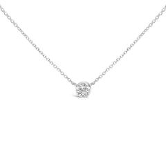 14K White Gold 1.00 Cttw Bezel Set Round Lab-Grown Diamond Solitaire 18" Pendant Necklace (F-G Color, VS1-VS2 Clarity)