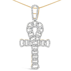 Men's 10K Yellow Gold 1.00 Cttw Ankh Cross Pendant