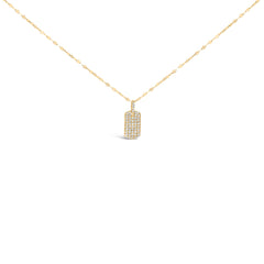 14K Yellow Gold 1/3 Cttw Diamond Dog Tag Pendant Necklaces 18"