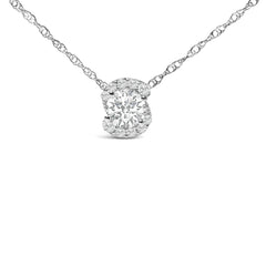 .925 Sterling Silver 1.0 Cttw Lab Grown Round-Cut Diamond Pendant Necklace 18"