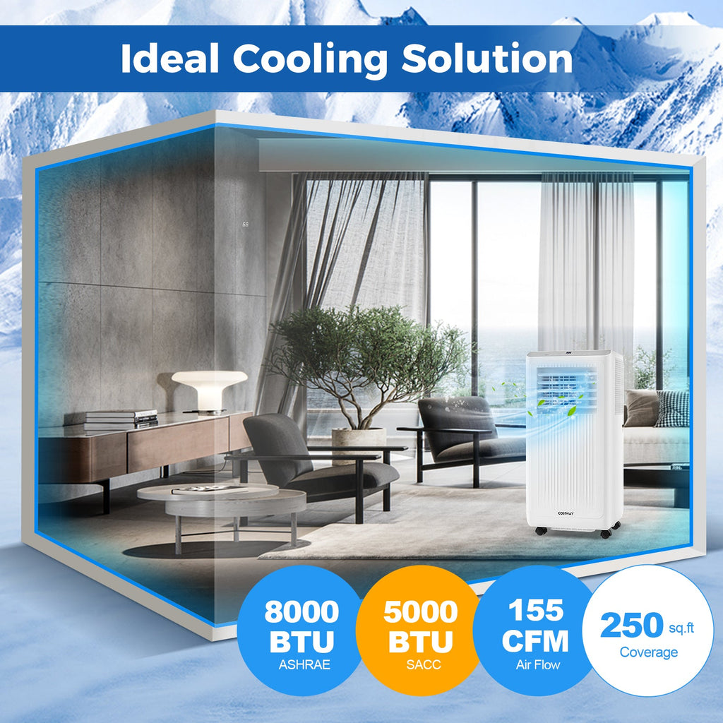 8000 BTU Portable Air Conditioner with Dehumidifier