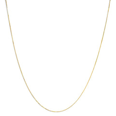 Solid 14K Yellow Gold 0.75mm Classic Box Chain Necklace. Unisex Chain - Size 16 Inches