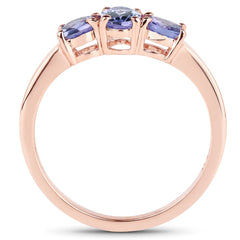 18K Rose Gold Plated 0.90 Carat Genuine Tanzanite .925 Sterling Silver Ring