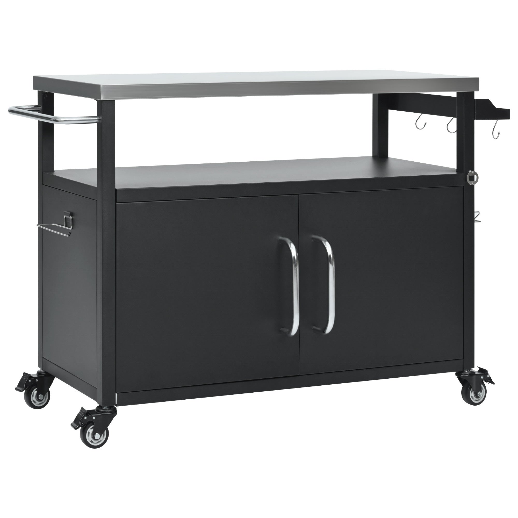K&K 54.5" Outdoor Kitchen Island with Stainless Steel Tabletop