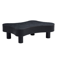 42.52 Inch Modern Wooden Handcraft Drum Coffee Table Black