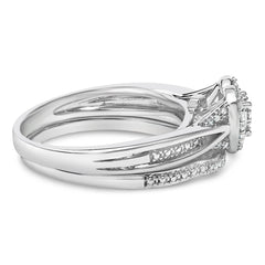 Sterling Silver 1/5 Cttw Diamond Heart Motif Bridal Set
