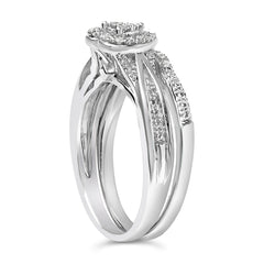 Sterling Silver 1/5 Cttw Diamond Heart Motif Bridal Set
