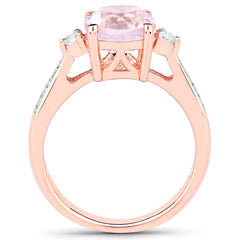 2.73 Carat Genuine Kunzite and White Topaz .925 Sterling Silver Ring