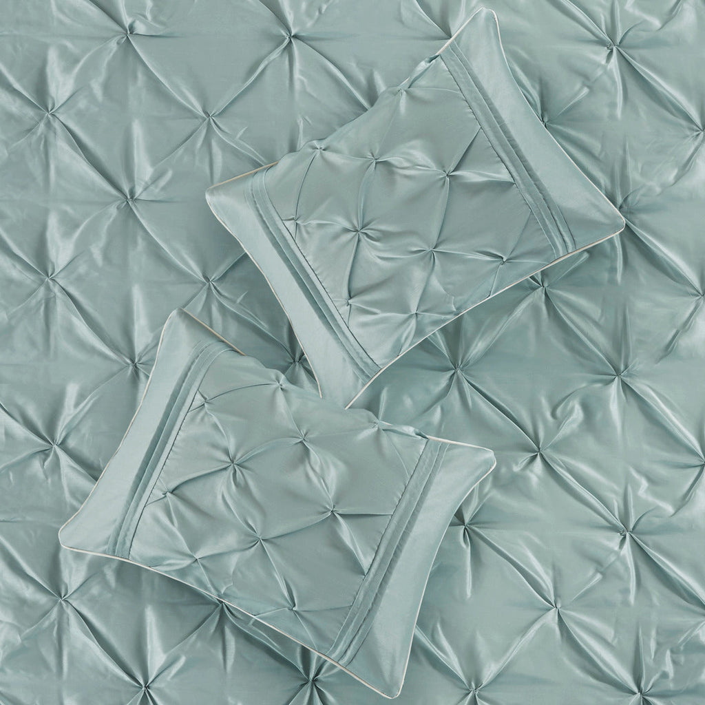 7 Piece Tufted Comforter Set Seafoam Queen