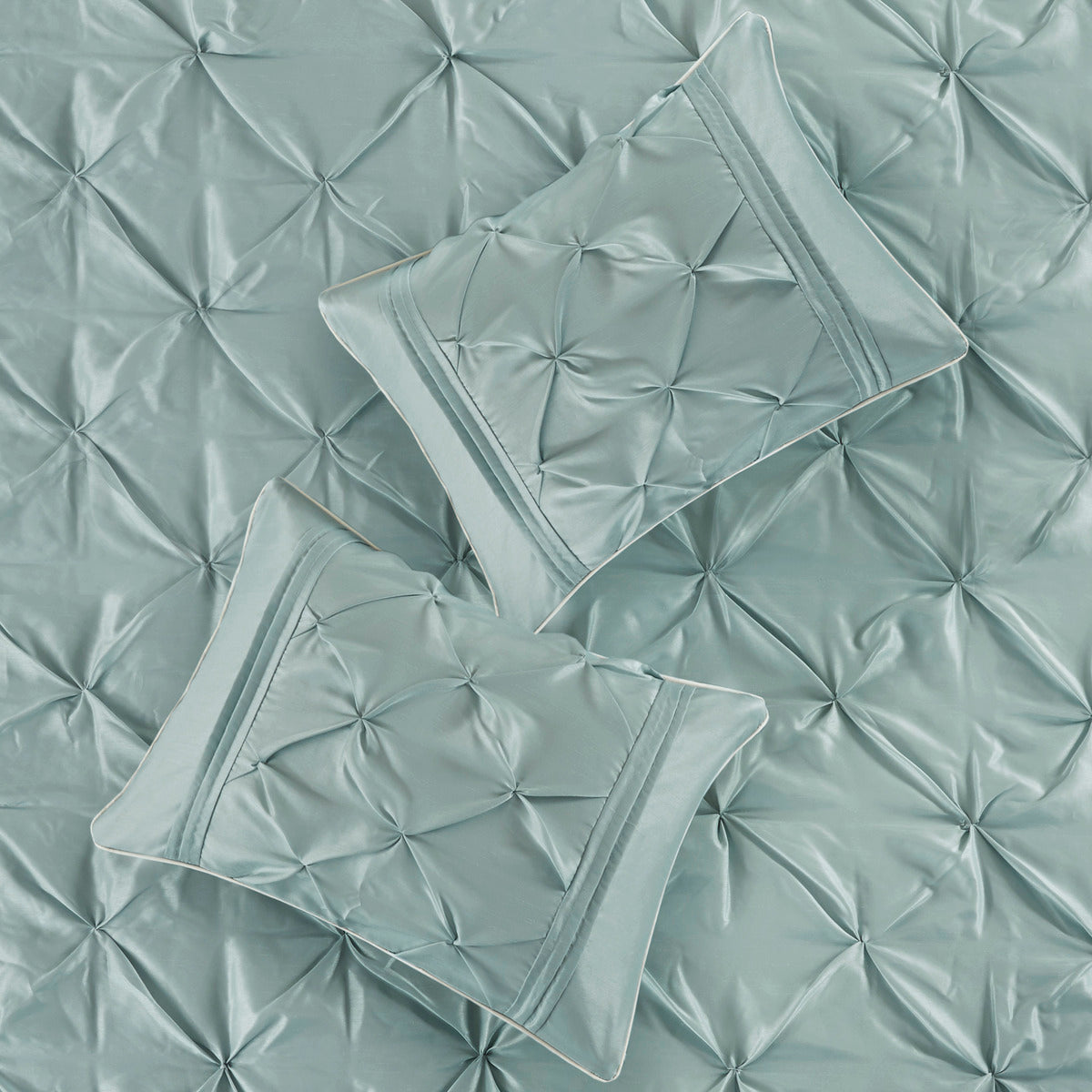 7 Piece Tufted Comforter Set Seafoam Queen