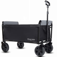 All-in-One Convertible Folding 4-Wheel Trolley with Bench Seat and Dog Leash
