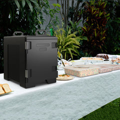81 QT Hot Box Food Warmer with 5 Full-Size Pans and Handles Double Buckles
