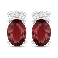 1.35 Carat Genuine Pink Tourmaline and White Diamond 14K White Gold Earrings