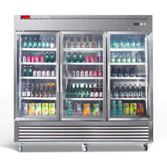 82-Inch Commercial Stainless Steel Upright Display 3 Section Merchandiser Refrigerator (SAK15724)