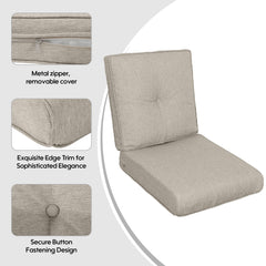 2 PCs Set High Back Patio Chair Cushions - Beige Brown
