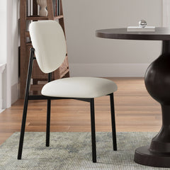 Modern Upholstered Dining Chairs With Metal Legs (Set of 2) - Beige