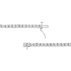 14K White Gold 3.0 Cttw Lab Grown Diamond Illusion-Set Miracle Plate Tennis Bracelet (F-G Color, VS1-VS2 Clarity) - Size 7.25"