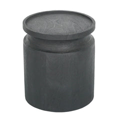 Black Wooden Cylinder Side Table