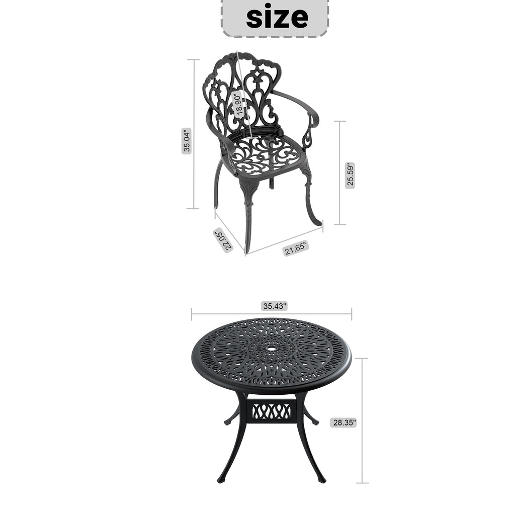 5-Piece Set Of Cast Aluminum Patio Furniture With Off-White Cushions