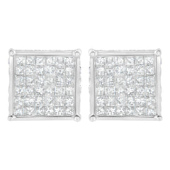 10K White Gold 2ct TDW Princess-Cut Composite Diamond Stud Earring (I-J ,I2-I3)