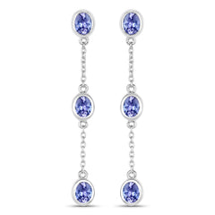 1.98 Carat Genuine Tanzanite .925 Sterling Silver Earrings