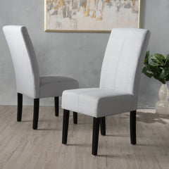 Amaranthine Upholstered Dining Chair With High Back And Wood Legs (Set of 2) - Light Gray