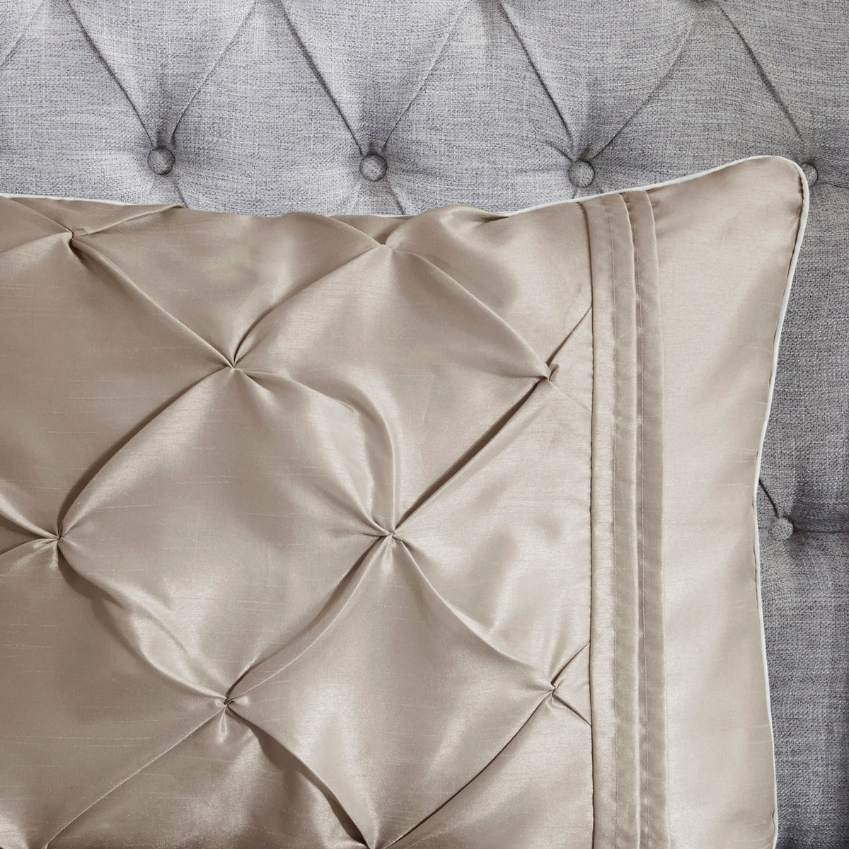 7 Piece Tufted Comforter Set Taupe California King