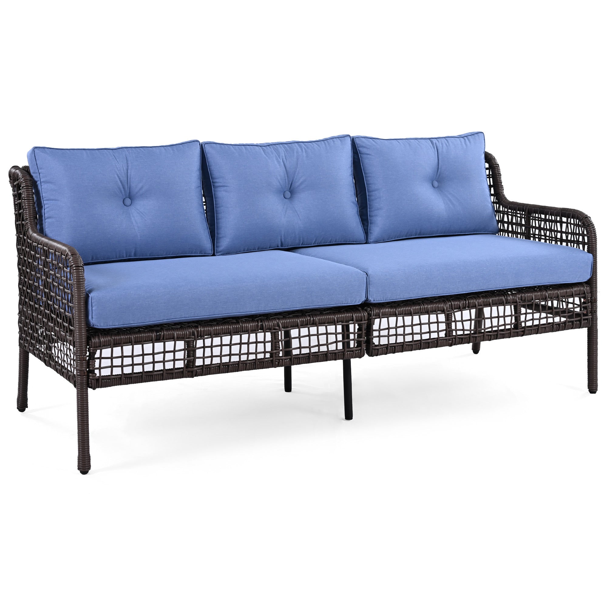 GO 4 Pieces Patio Furniture Set with Swivel Chairs Outdoor Wicker Sofas