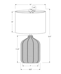 23'' Brown Rattan Table Lamp with Beige Shade