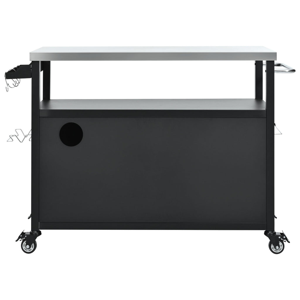 K&K 54.5" Outdoor Kitchen Island with Stainless Steel Tabletop