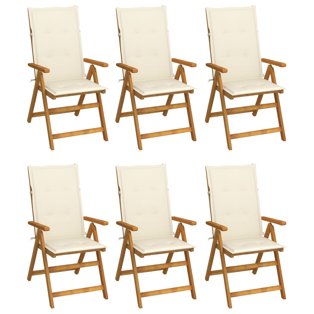 vidaXL Outdoor Recliner Chairs Patio Chair with Cushions Solid Wood Acacia