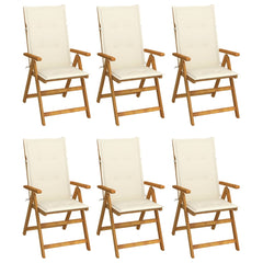 vidaXL Outdoor Recliner Chairs Patio Chair with Cushions Solid Wood Acacia