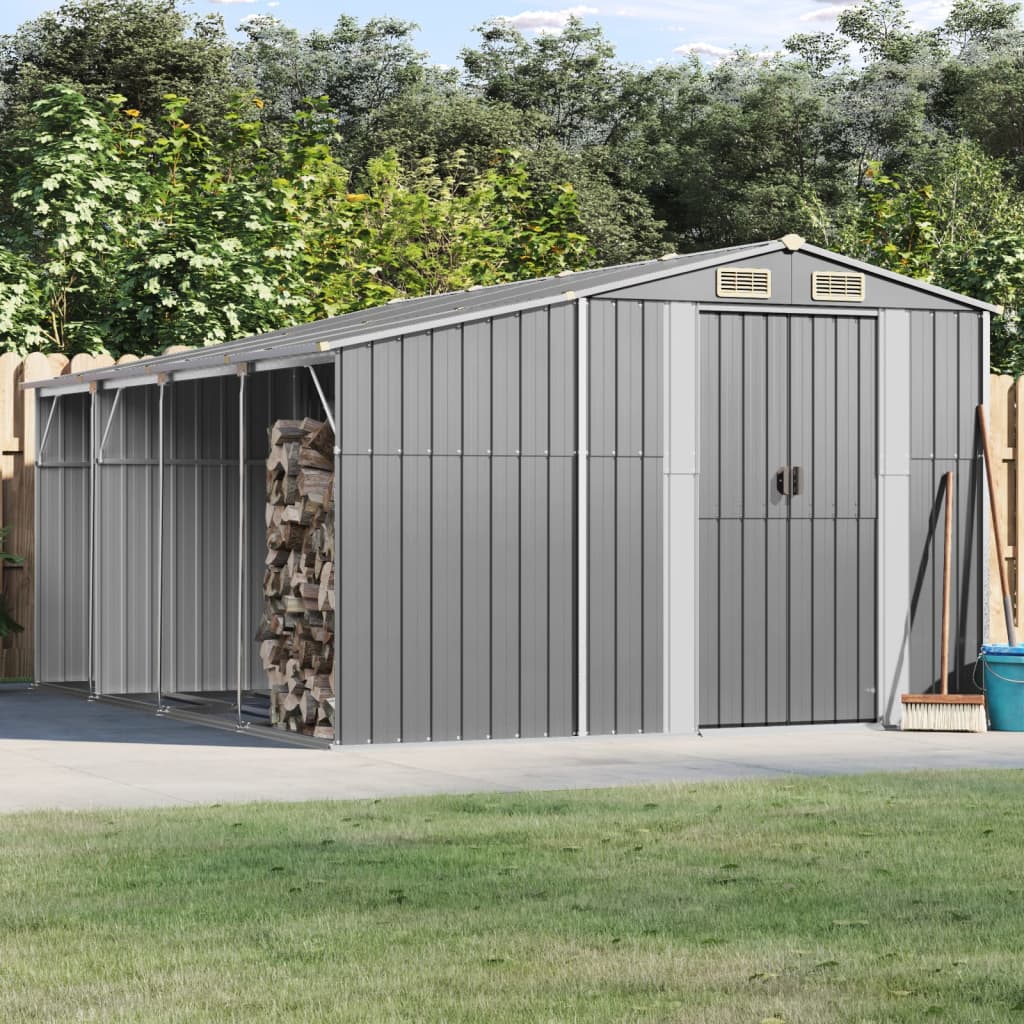 NNEVL Garden Shed Grey 277x365.5x179 cm Galvanised Steel